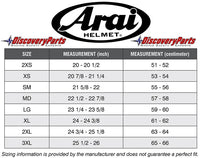 Thumbnail for Arai GP-7SRC Carbon Fiber 8860-2018 Helmet Size Chart Image
