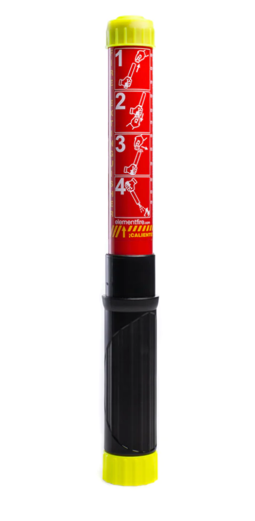 Our industrial-sized model. Offering 100 seconds of fire fighting protection, E100 is recommended for industrial use. Element extinguishers are suitable for use on small fires and for protecting supplementary risks. Internationally tested and certified. Directions