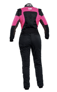 Thumbnail for OMP FIRST ELLE Women's Race Suit Black / Pink Back Image