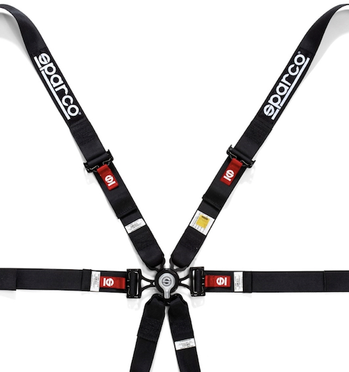 Sparco 6 Point Racing Harness 2" Steel (Pull Down)