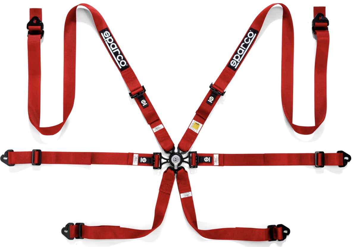 Sparco 6 Point Racing Harness 2" Steel (Pull Down)