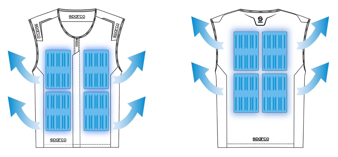 Sparco Ice Vest 001014SI Driver Cooling Cooling Diagram