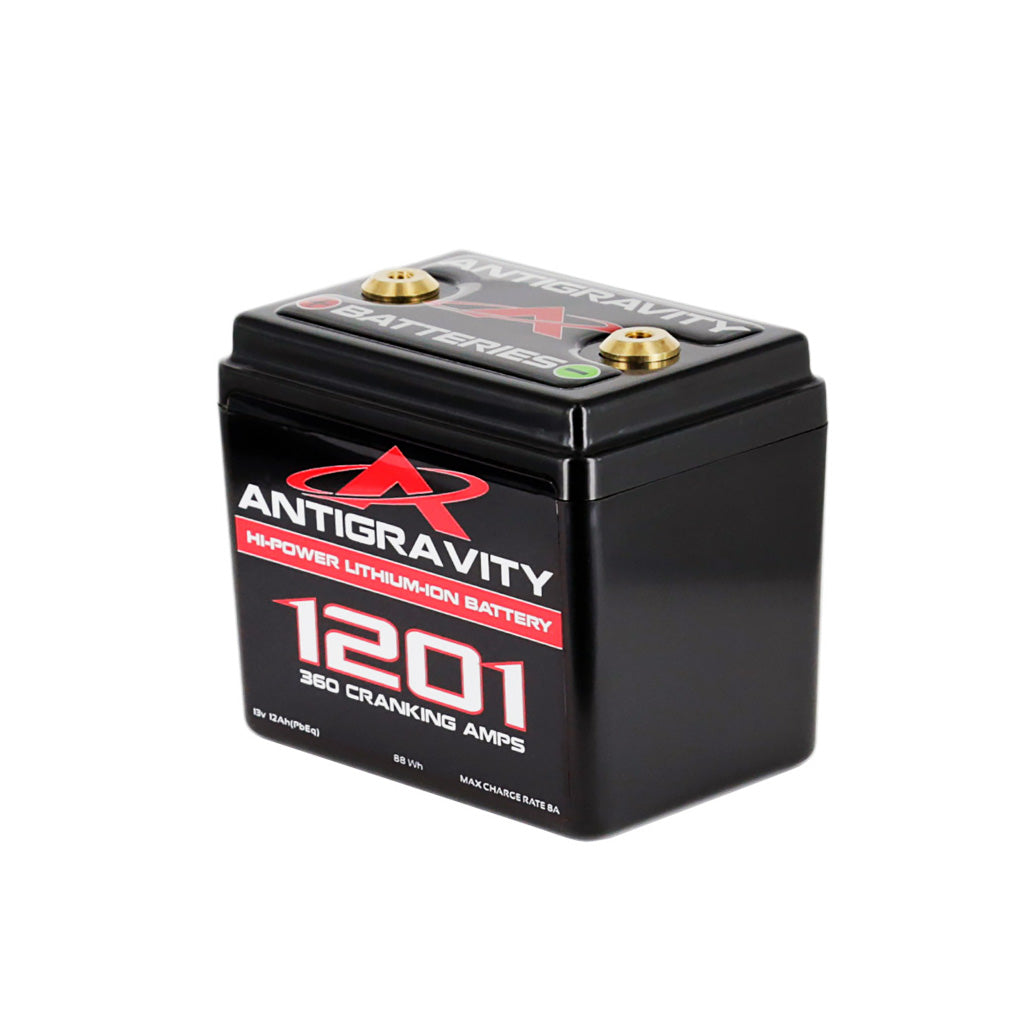 Compact Antigravity AG-1201 small-case lithium battery with brass terminals