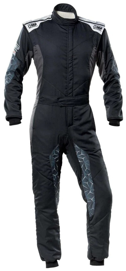 OMP TECHNICA HYBRID RACE SUIT BLACK / GREY FRONT IMAGE