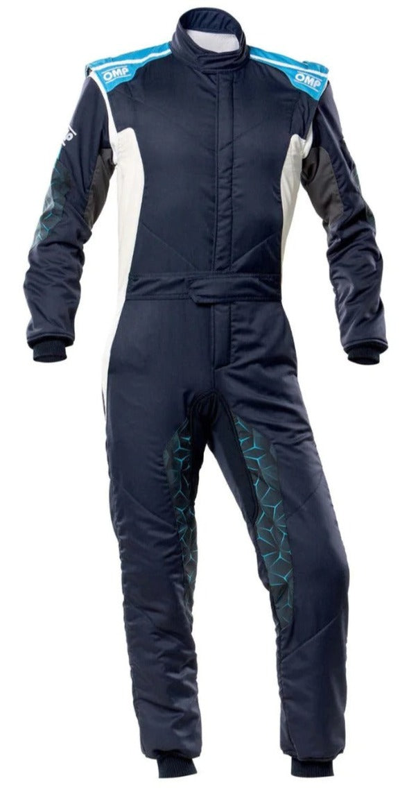 OMP TECHNICA HYBRID RACE SUIT BLUE FRONT IMAGE