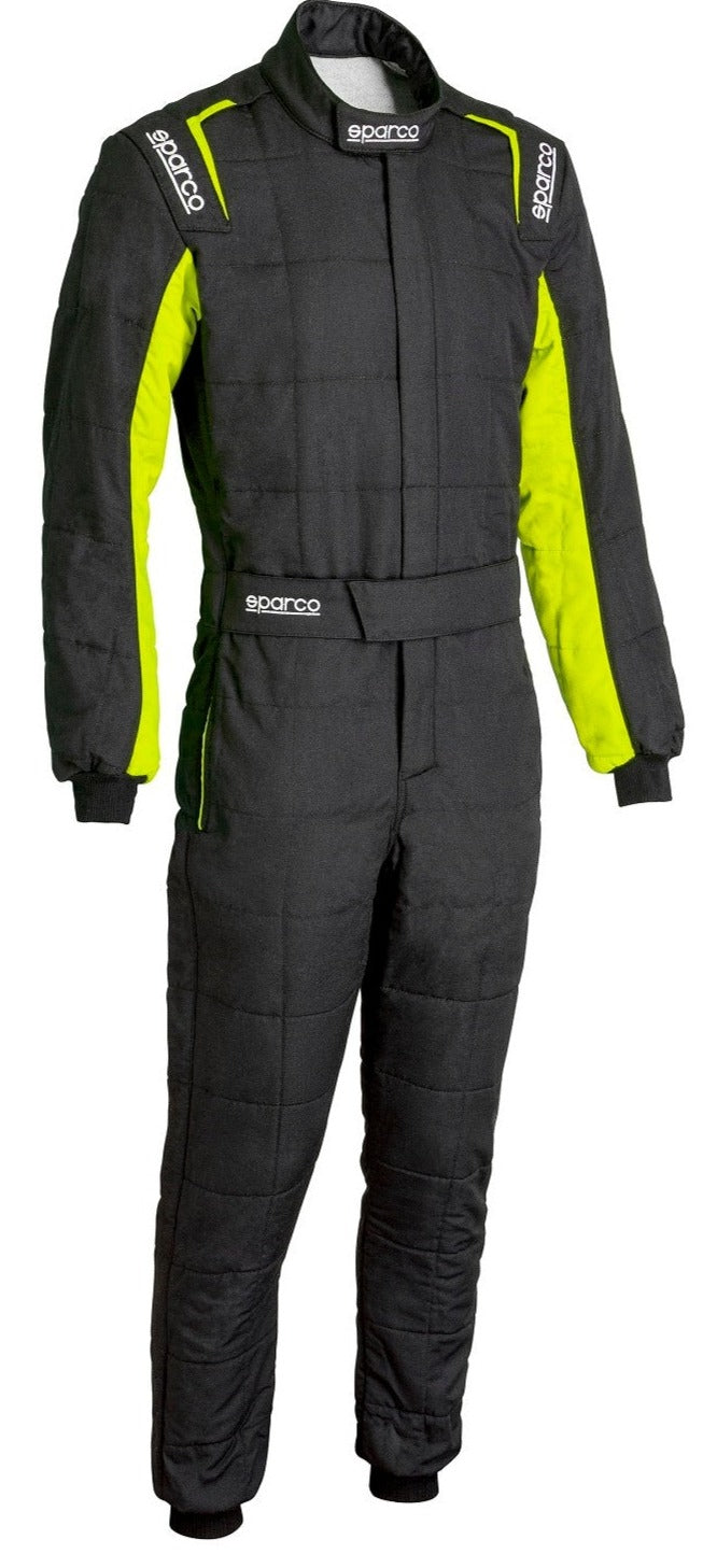 SPARCO CONQUEST 3.0 RACE SUIT BLACK / YELLOW FRONT IMAGE
