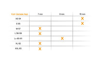 Thumbnail for Schuberth cheekpad sizing chart. For Schuberth SA and FIA auto racing helmets.