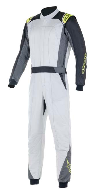 ALPINESTARS ATOM FIRE SUIT SILVER / LIME FRONT IMAGE