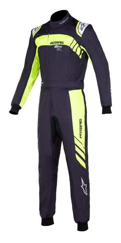 Alpinestars KMX-9 v3 Kart Racing Suit BLACK / YELLOW FRONT IMAGE