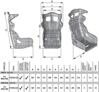 Thumbnail for OMP HTE-R Racing Seat  Dimensions