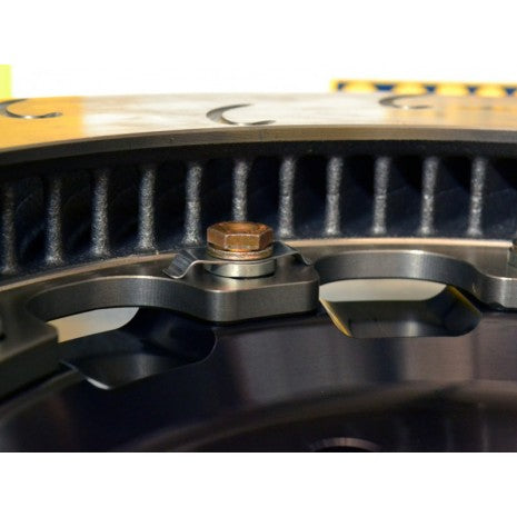 Image of AP Racing 12-Bolt, Floating Hat, Disc Attachment Hardware Kit Installed on a rotor ring