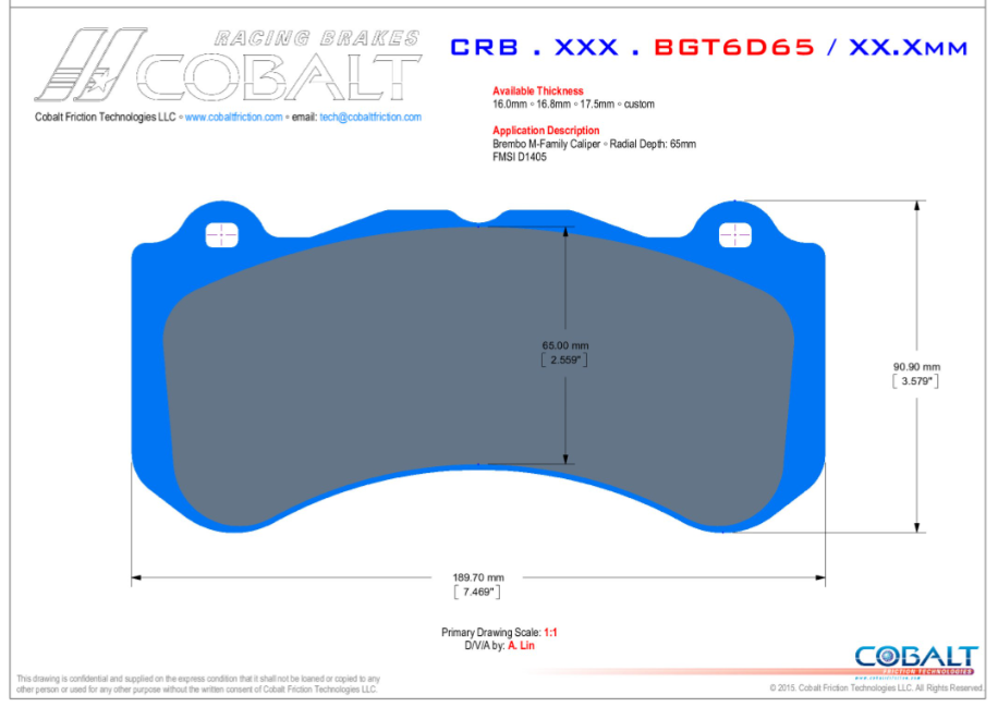 Cobalt Corvette C7 Z07 (Z07 Carbon Ceramic Brakes w- Iron Disc) Brake Pads (Front)
