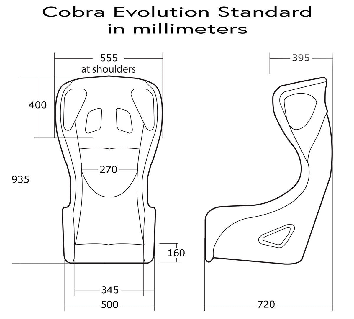 Cobra Evolution Pro-Fit Racing Seat Dimensions