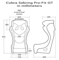 Thumbnail for Cobra Sebring Pro-Fit Racing Seat dimensions 2