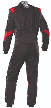 Thumbnail for OMP One Evo X Driver Race Suit Black / Red Back Image