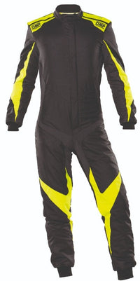 Thumbnail for OMP One Evo X Driver Race Suit Black / Yellow Front Image