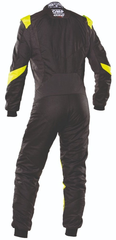 OMP One Evo X Driver Race Suit Black / Yellow Back Image