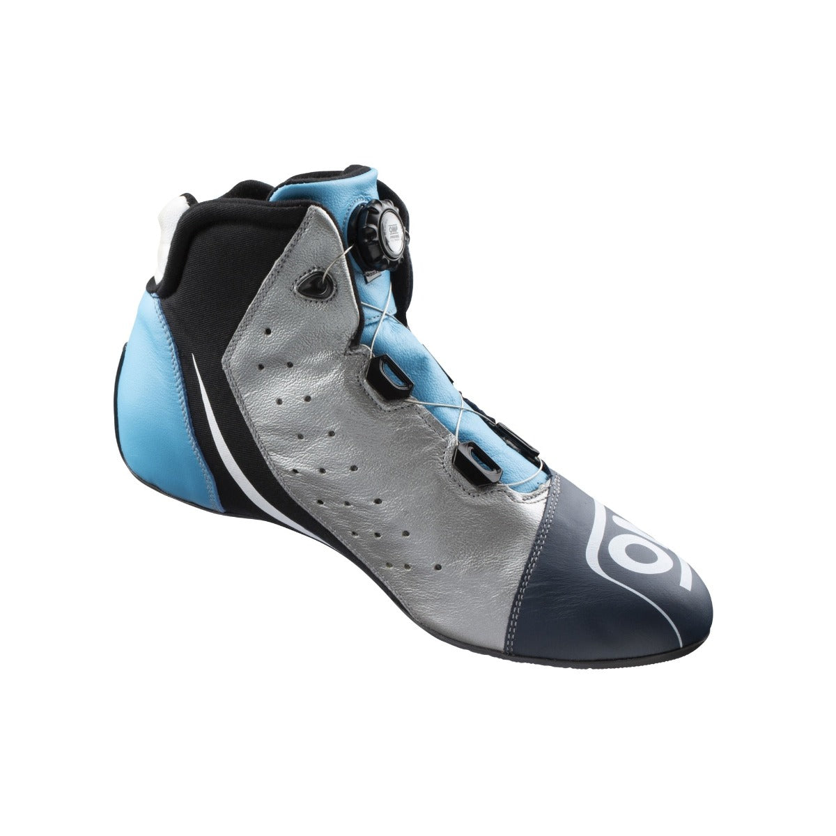 Image of OMP One Evo X R Nomex Race Shoe in black and cyan blue