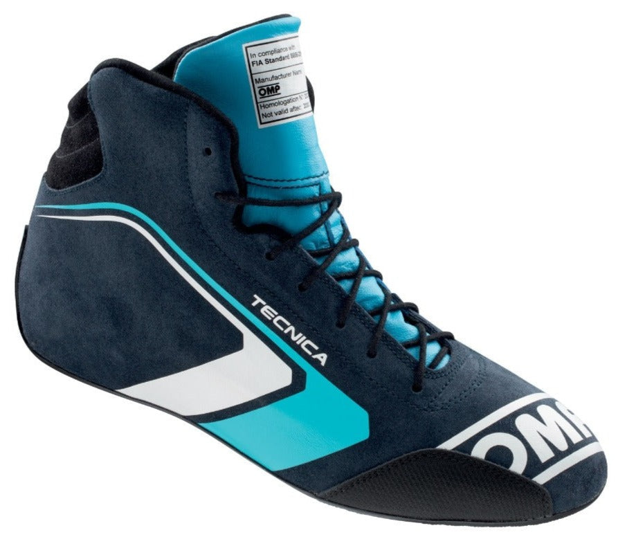 OMP Tecnica Racing Shoes Blue / Cyan Right Profile Image