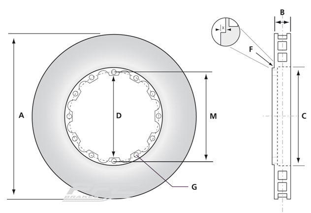 PFC Porsche 991 GT3 Cup + GT4 Clubsport Front Replacement Slotted Disc