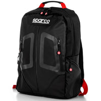 Thumbnail for Sparco Stage Backpack black red front view with ergonomic straps and Sparco logo