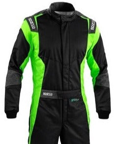 Sparco Futura Racing Suit Black / Green Closeup Image
