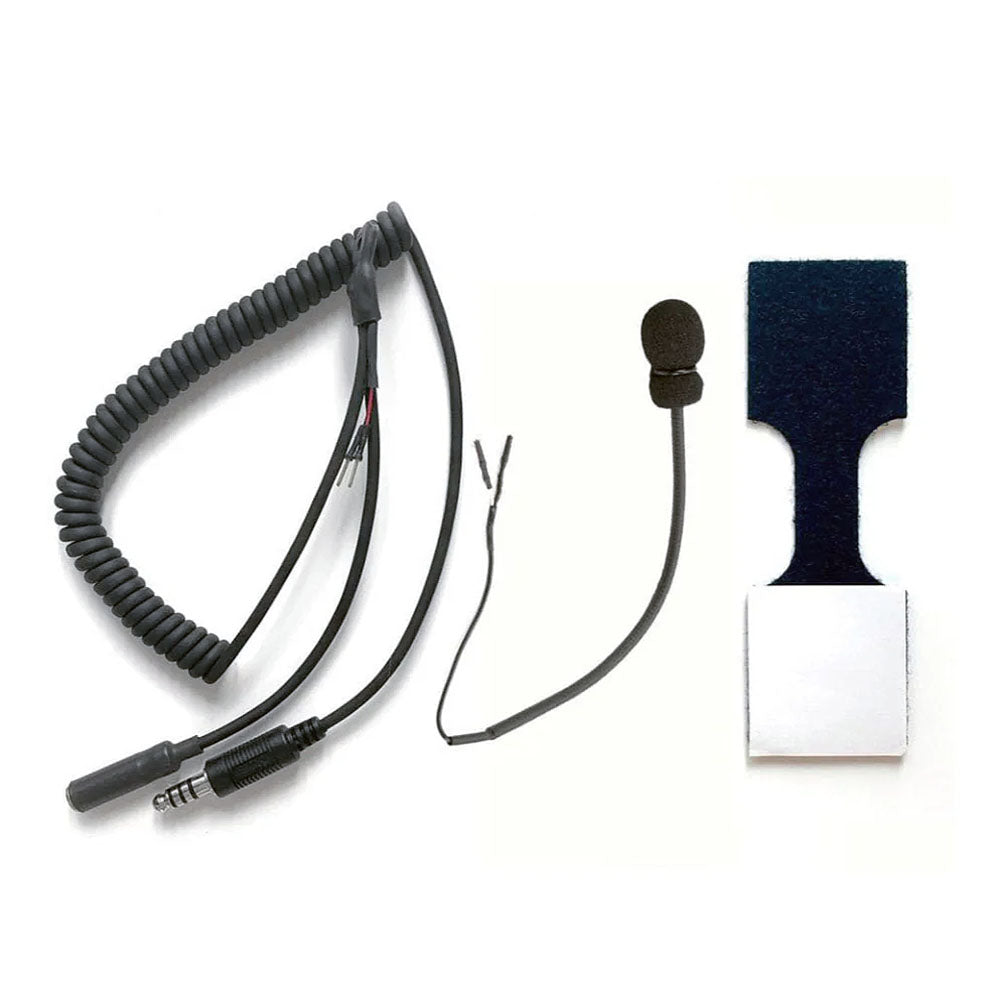 Racing Radios IMSA helmet kit with coiled cord and noise-canceling mic for easy in-helmet installation