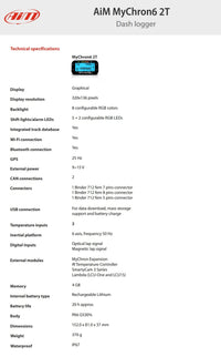 Thumbnail for AiM-Mychron-6-2T-Data-Logger-Kart-Racing-Dash-Technical-Specifications-Layout-Image