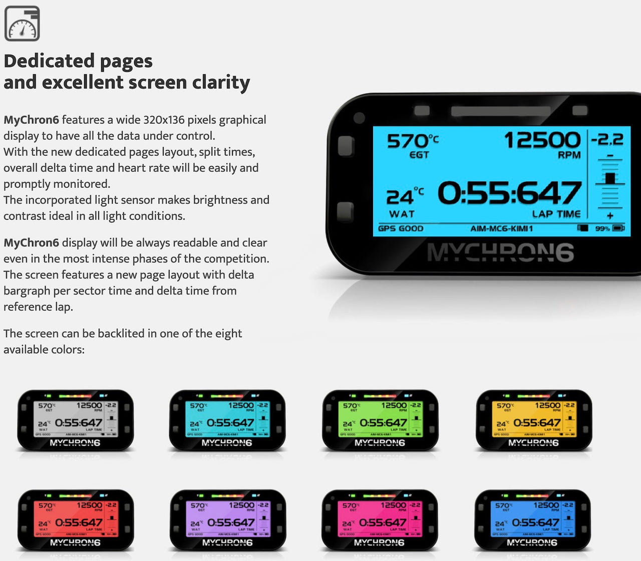 AiM-Mychron-6-Data-Logger-Kart-Racing-Dash-Backlight-Image