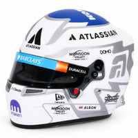 Thumbnail for Alex Albon 2026 Williams Bell HP77 1:2 scale F1 mini helmet three quarter view