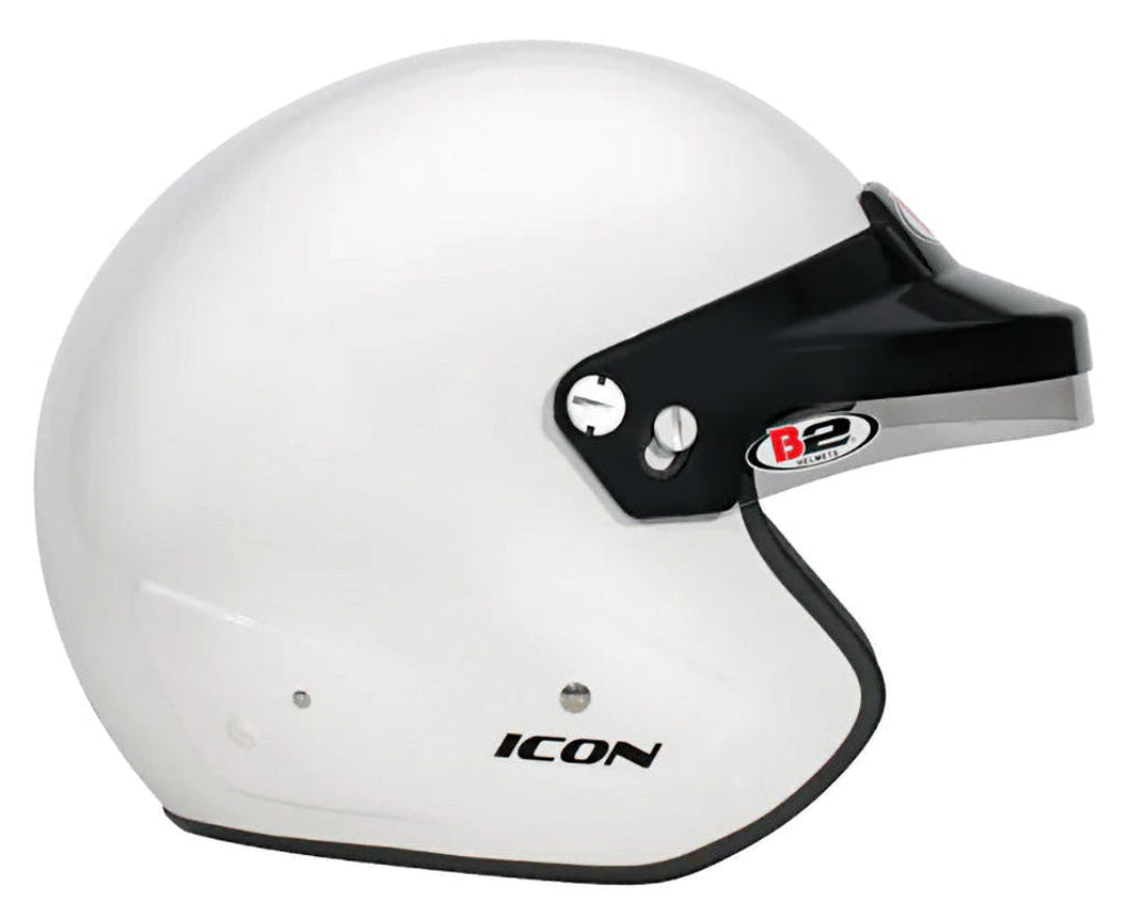 Icon B2 open-face racing helmet featuring lightweight composite shell and fire-retardant interior