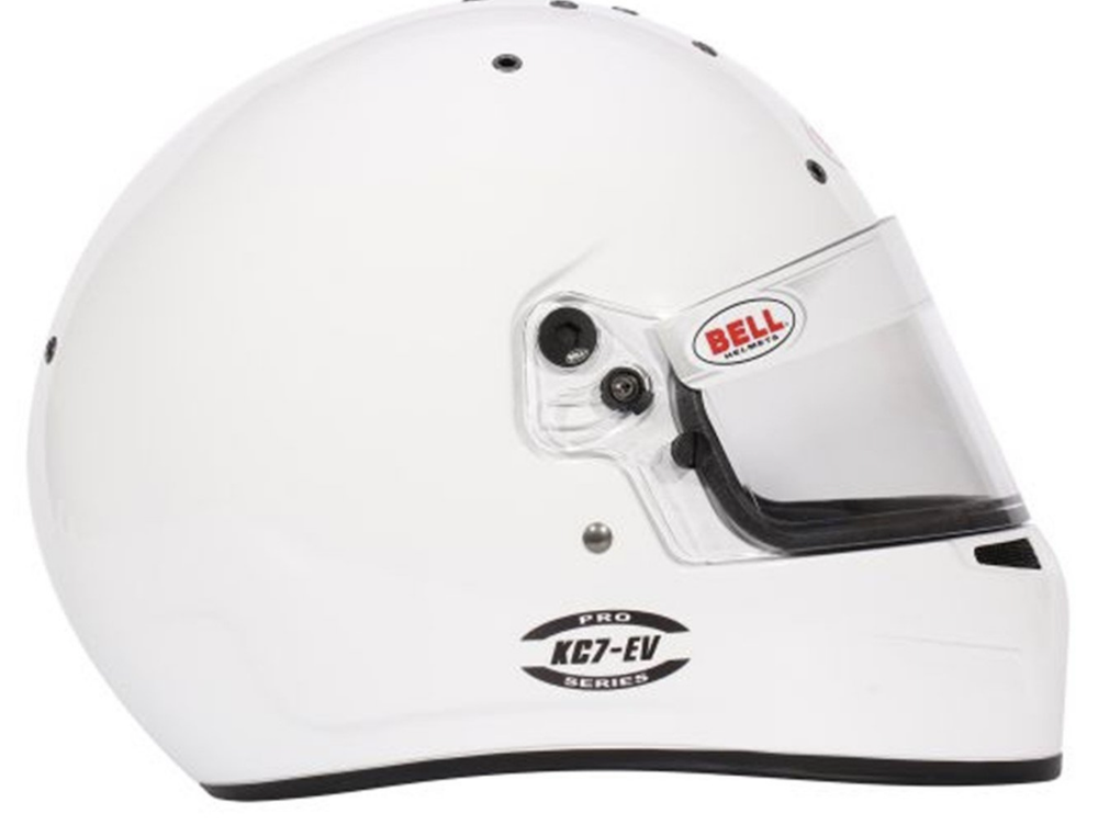 Detailed view of the Bell KC7-EV CMS Karting Helmet Left Side Image