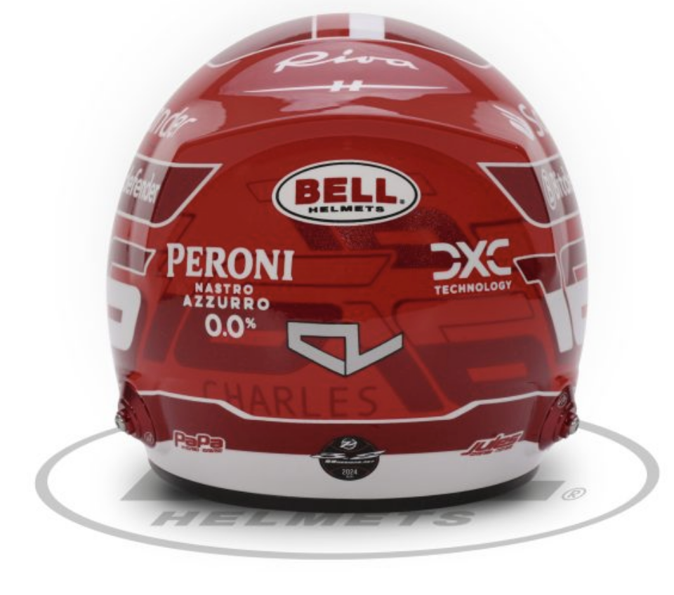 Bell HP77 2024 Charles Leclerc 1:2 Mini Helmet 4100304 Rear Image