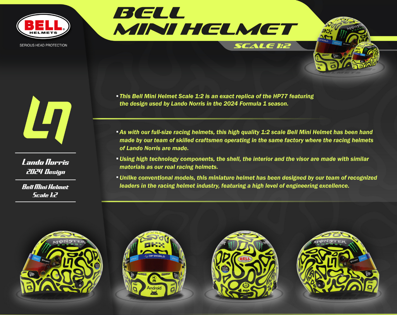 Bell 2024 Mini Helmet Lando Norris 4100306 Description Image