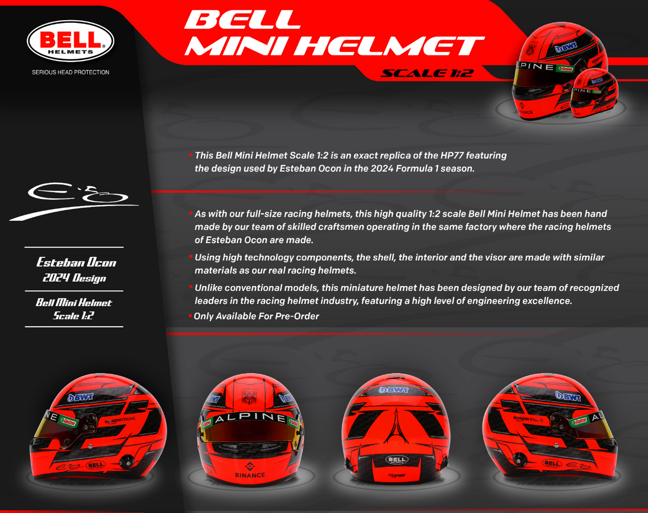 Bell Mini Helmet 2024 4100311 Esteban Ocon Description Image