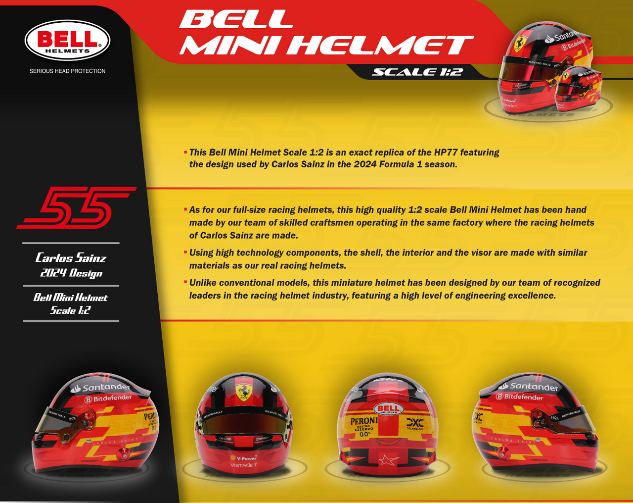 Bell Mini Helmet Bell Mini Helmet 2024 Carlos Sainz  4100305 Description Image