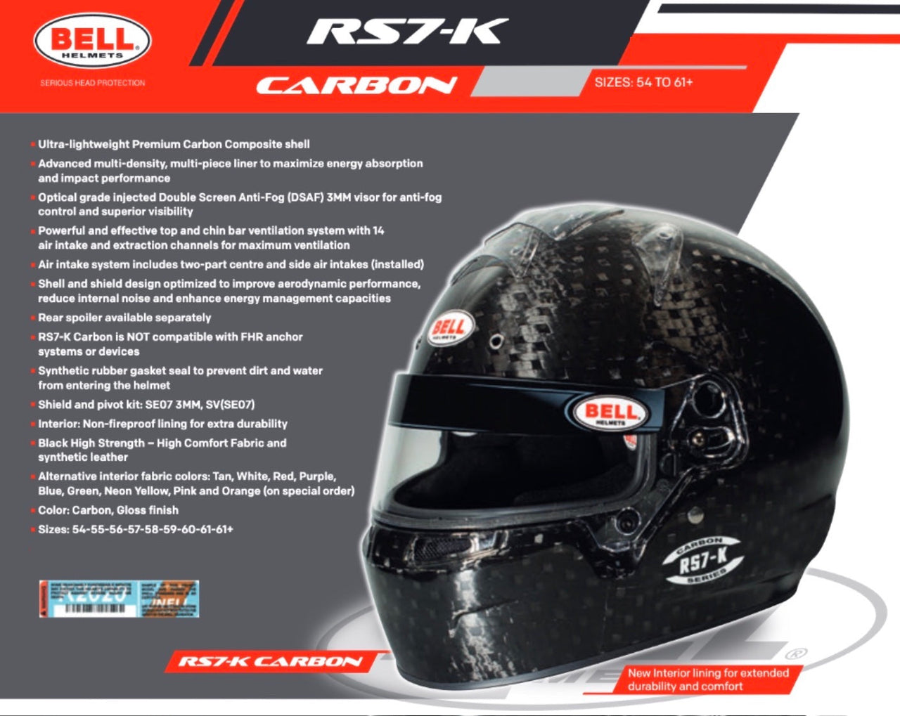 bell helmet air intake Bell RS7-K Carbon Fiber Karting Helmet instock @ Discovery Parts