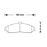 Thumbnail for Technical drawing of a brake pad with dimensions labeled