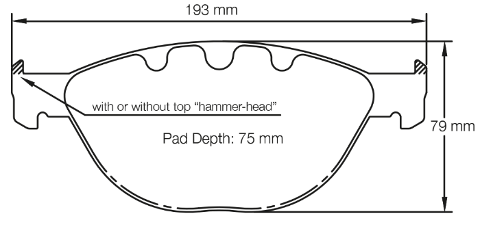 Carbotech CT1151 Brake Pad Dimension Image