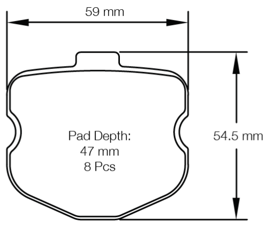 Carbotech CT1185R Brake Pad Dimension Image