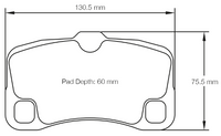 Thumbnail for Carbotech CT1300 Brake Pad Dimension Image