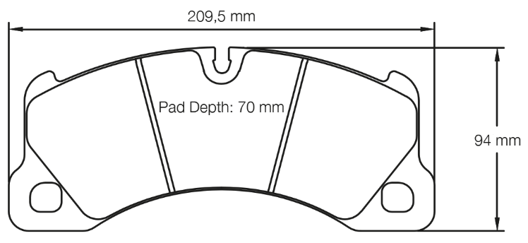 Carbotech CT1349 Brake Pad Dimension Image