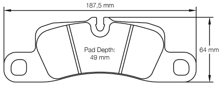 Carbotech CT1390 Brake Pad Dimension Image