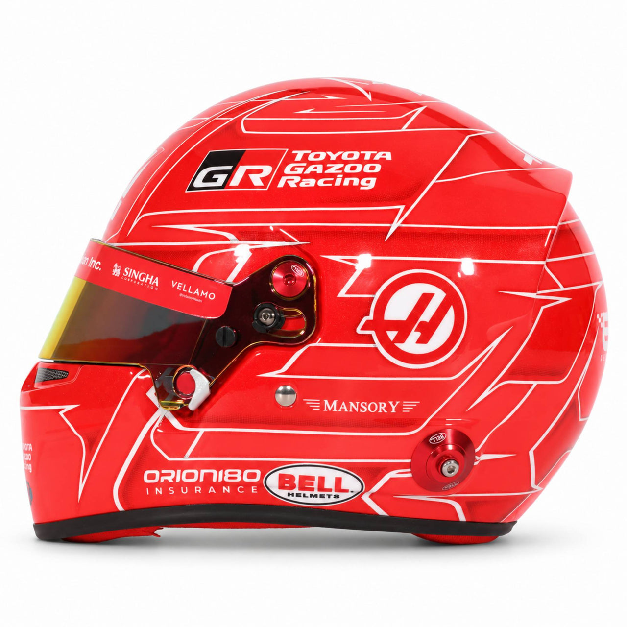 Esteban Ocon Haas 2026 Bell 1:2 scale mini helmet left side view
