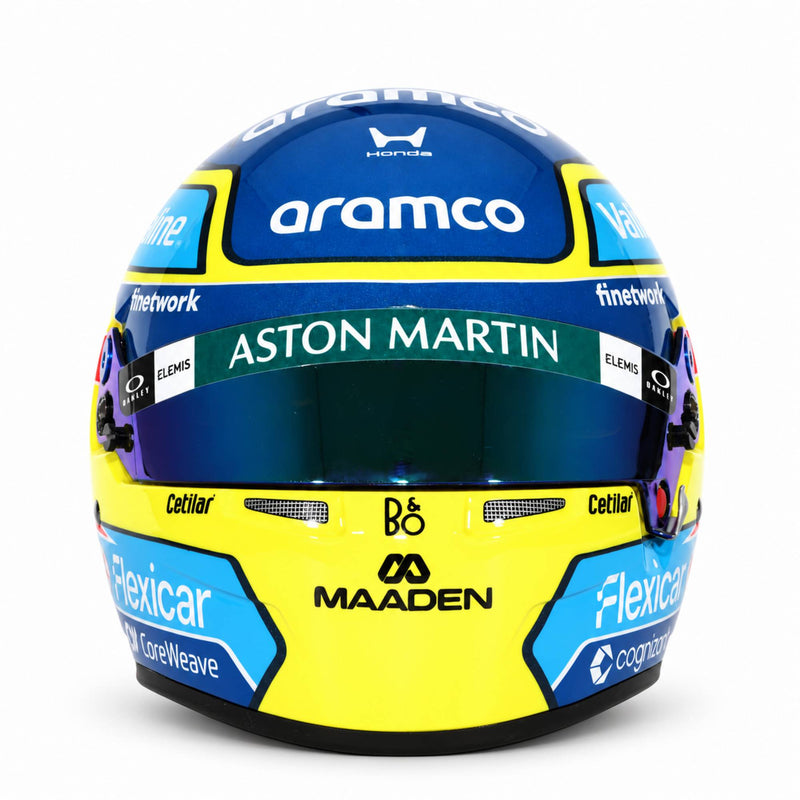 Bell Fernando Alonso 2026 Aston Martin F1 mini helmet front view