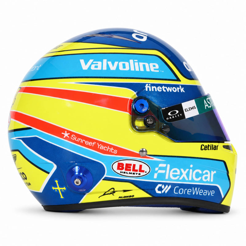 Fernando Alonso Aston Martin 2026 Bell HP77 mini helmet right side view