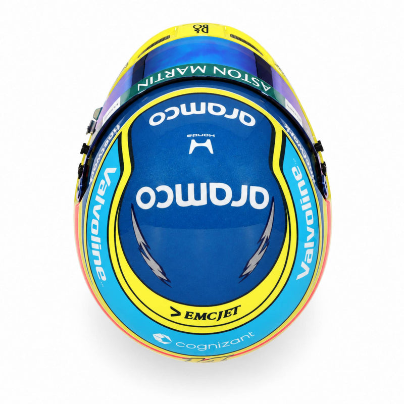 Bell Fernando Alonso 2026 Aston Martin F1 mini helmet top view