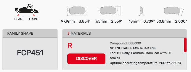 Ferodo FCP0451 Brake Pad Dimension Image