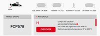 Thumbnail for Ferodo FCP0578 Brake Pad Dimension Image