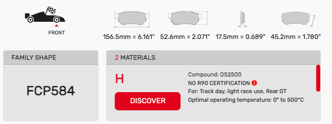Ferodo FCP0584 Brake Pad Dimension Image